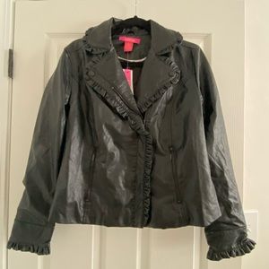 NWT Catherine Malandrino Ruffled Trim Moto Jacket